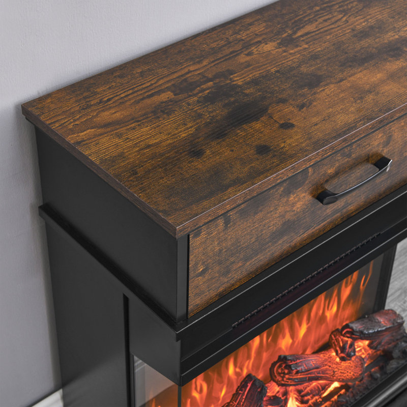 Table d'appoint de 25 pouces avec foyer électrique en verre à 3 côtés