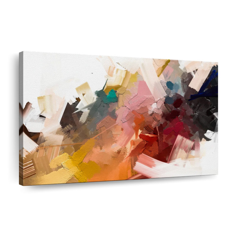 Large Abstract Oil - reproduction sur toile tendue, H 26 po x l 39 po x P 1,25 po