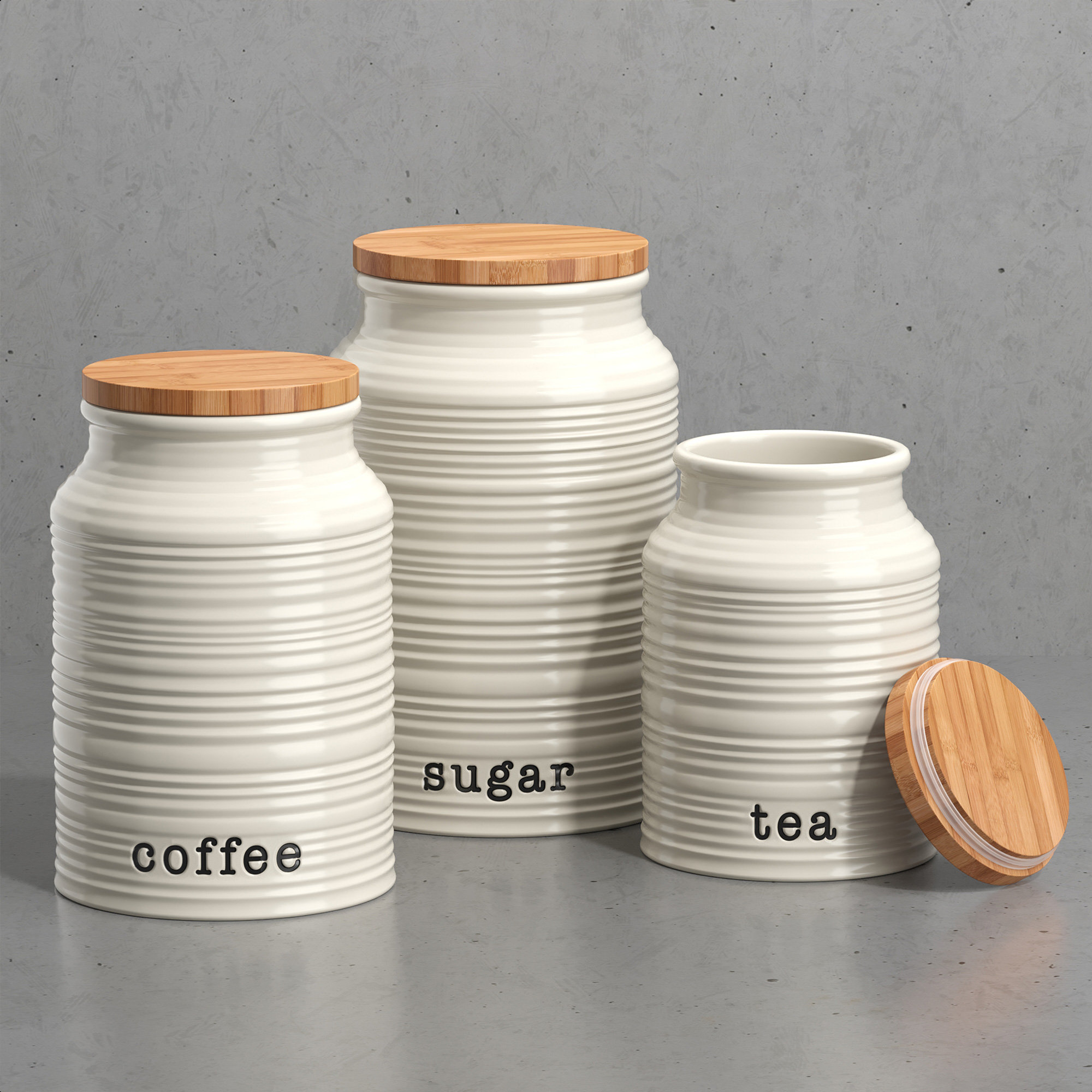 Abby 3 Piece Kitchen Canister Set Rosalind Wheeler