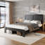 Structure de lit plateforme en bois avec conception silencieuse, aucun sommier tapissier requis, assemblage facile et grand rangement sous le lit pour une commodité maximale-1706923918