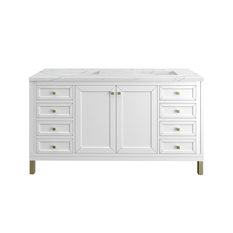 Chicago 60'' W Double Vanity, Ethereal Noctis, Glossy White