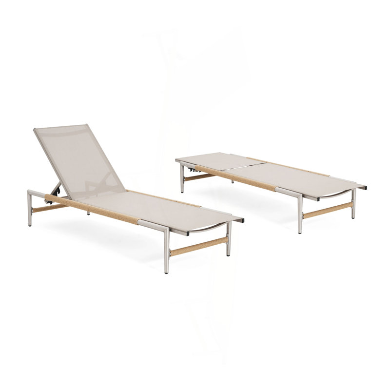 Chaise longue d'extérieur en aluminium Hargrove, ensemble de 2, 2