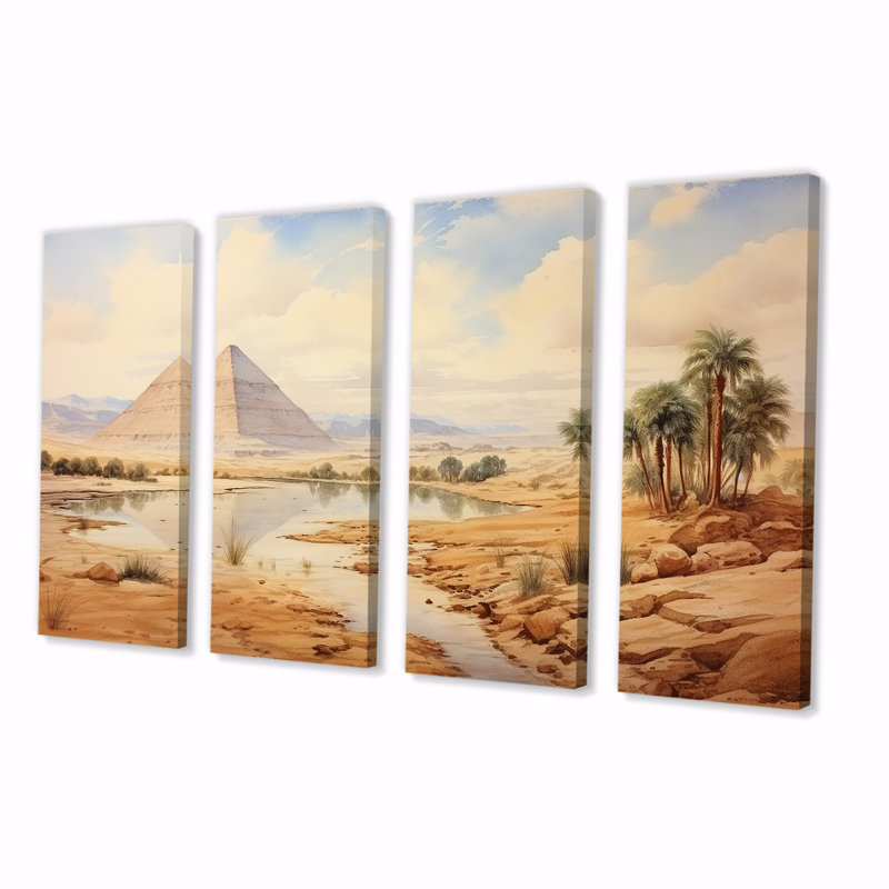 Ancienne pyramide égyptienne, art mural 4 pièces, H 28 po x l 48 po