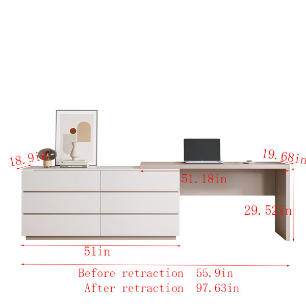 Atascosa Modern Home Office Expandable Dresser Desk Combo with Drawers Orren Ellis