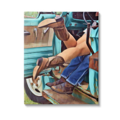 «Country Couple In Truck», art mural sur toile par Jesse Keith