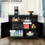 Buffet café avec tablettes intérieures réglables et 2 portes, armoire de cuisine noire pour vestibule ou salon, construction, l 41,75 po x P 17,75 po H 35,5 po
