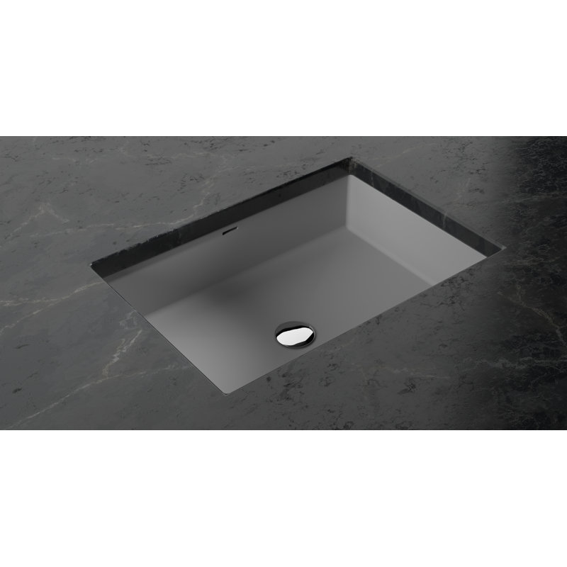 Badeloft 23.6" x 16.3" Rectangular Stone Resin Undermount Bathroom Sink UB-05-M-MGRY in Matte Gray, Matte Gray