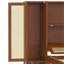 Lit simple en bois avec deux casiers de rangement, un tiroir et une tablette de rangement sur la tête de lit, lit plateforme multifonctionnel avec rotin naturel-1128511409