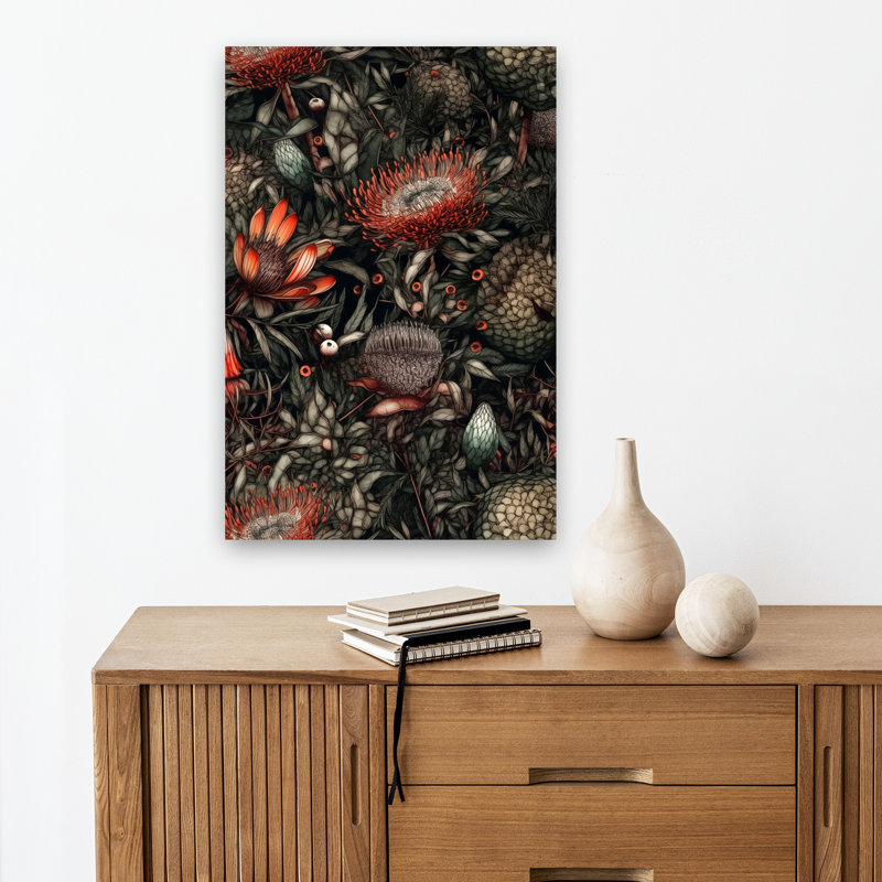 Vibrant Exotic Blooms Vibrant Abstract Flower Nature Wall Art Print 1 Piece Wrapped Canvas Wall Art, 45.72cm H x 30.48cm W
