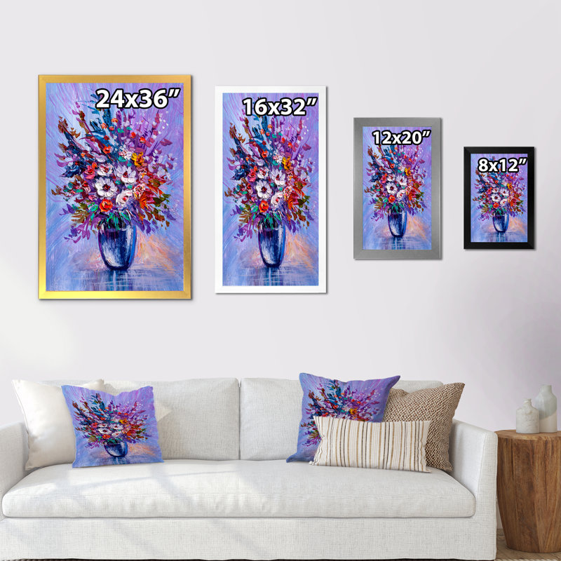 «Daisies Flowers Garden» - art mural traditionnel sur toile, Cadre photo noir, H 20 po x l 12 po x P 1 po
