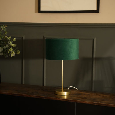 Dadiva Brushed Chrome Stem Table Lamp with Grey Velvet Reni Shade
