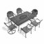 Ensemble de salle à manger 7 pièces en fonte d'aluminium toutes saisons comprenant 2 chaises pivotantes, 4 chaises et une table rectangulaire