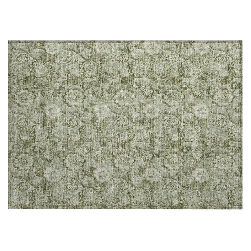 Machine Washable Indoor/Outdoor Xhevrie Aloe Rug, Rectangle 1'8" x 2'6"