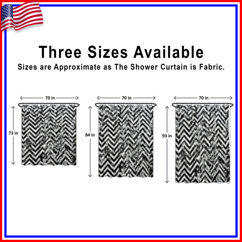Rideaux de douche noir et blanc à motif de chevrons très longs, 70 po l x 72 po H