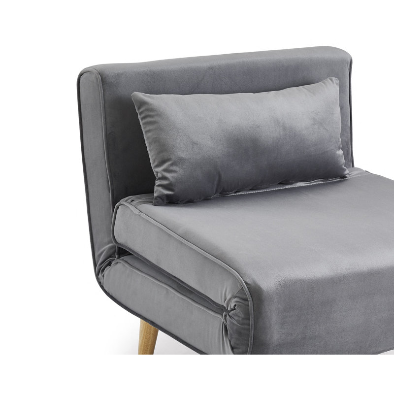 Griswalda 1 Seater Velvet Reclining Futon, Grey Velvet