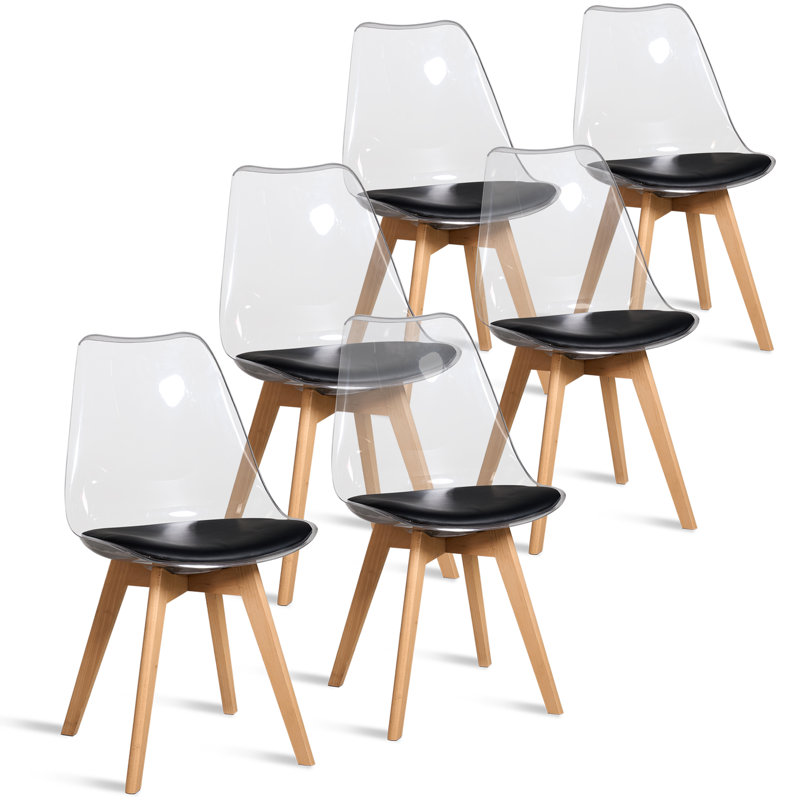 Huron Solid Wood Dining Chair, Black, 6