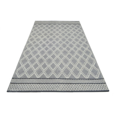 Mieve Luxury Wool Diamond Pattern Hand Woven Area Rug - Modern Geometric Design