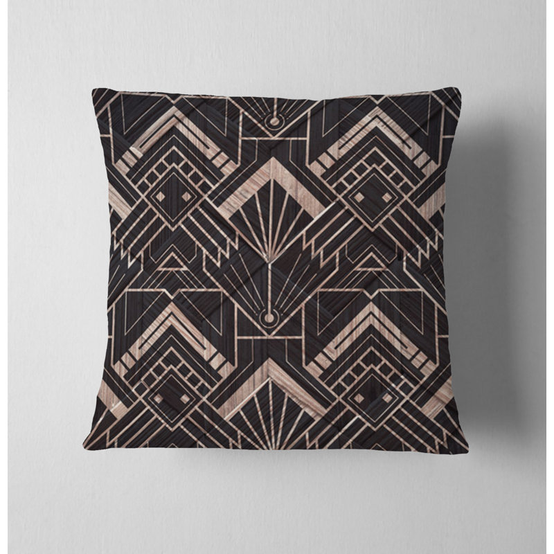 Throw Pillow Cover Only, H 18 po x l 18 po, Noir / brun art déco 2