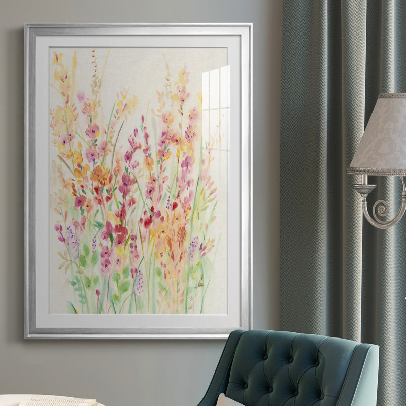 Brillant floral I - imprimé, H 30,5 po x l 22,5 po x P 1 po, Cadre argenté