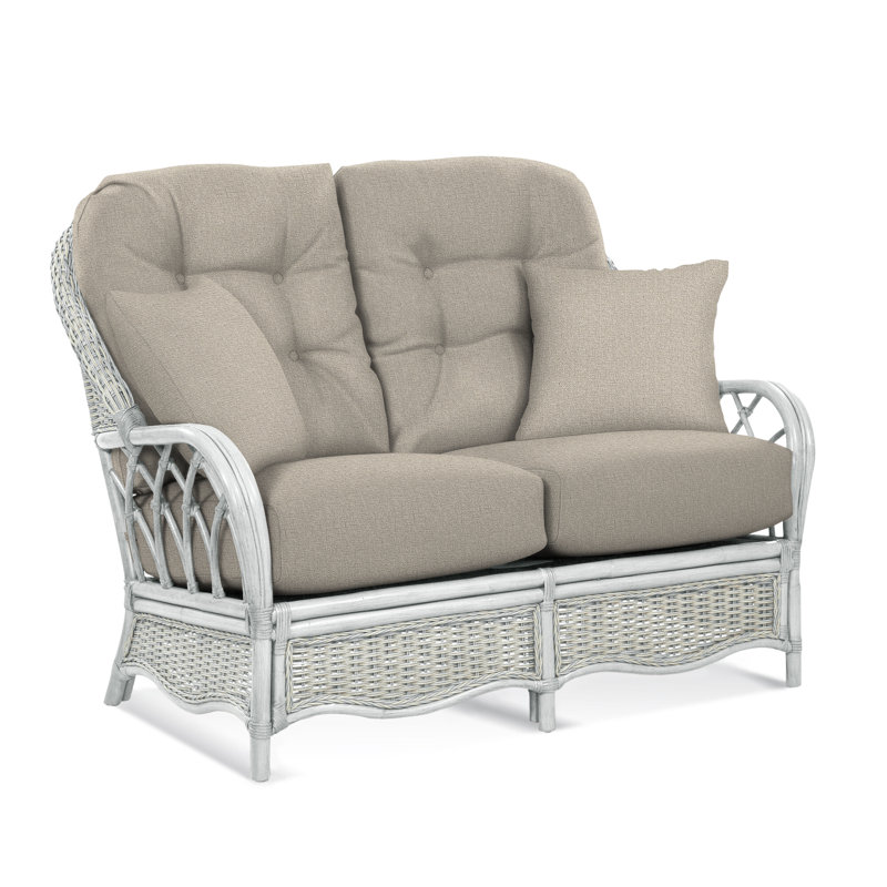 Everglade Upholstered 53'' Loveseat, Green and Blue Stripe; 0252-54, Bisque
