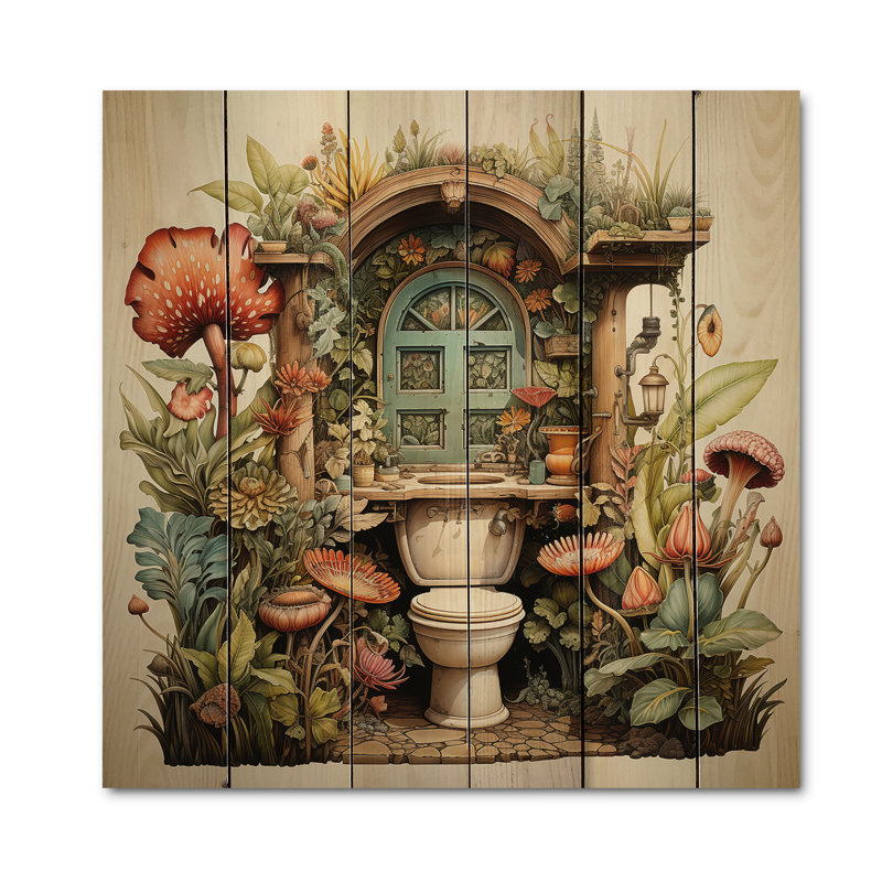 Toilette fantaisiste Jackelyne II, impression sur bois, H 15 po x l 15 po x P 0,78 po