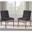 Ensemble de 2 chaises de salle à manger en tissu noir avec pieds en fer noir