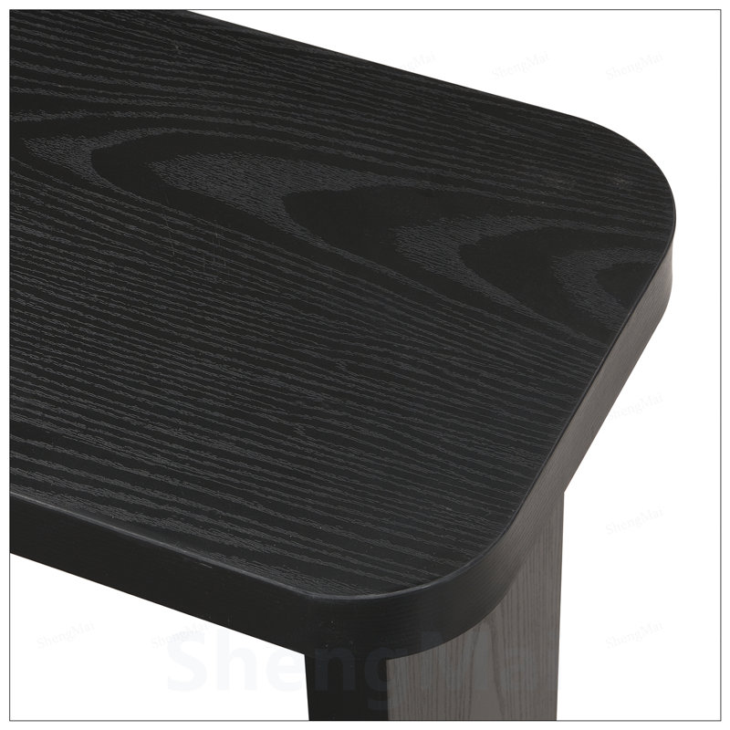 Table basse rectangulaire rectangulaire en bois, table de ferme en forme de L pour salle à manger et jardin, Noir