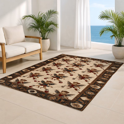French Brown Indoor and Outdoor Area Rug
