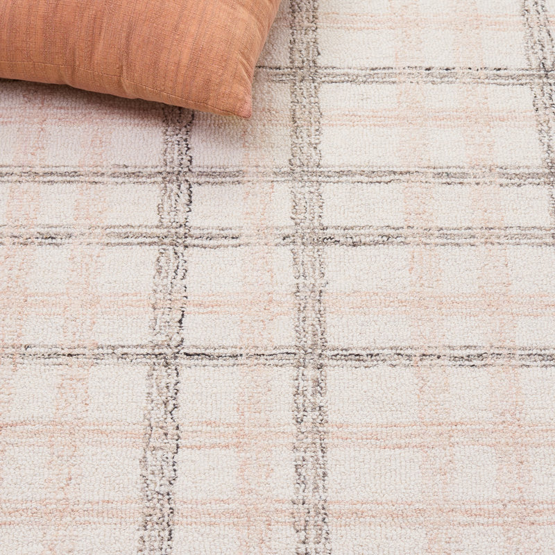 Ilaya 141 Hand Tufted Wool/Cotton Plaid Indoor Use Only Rug in Beige/Ivory, Rectangle 11' x 15'