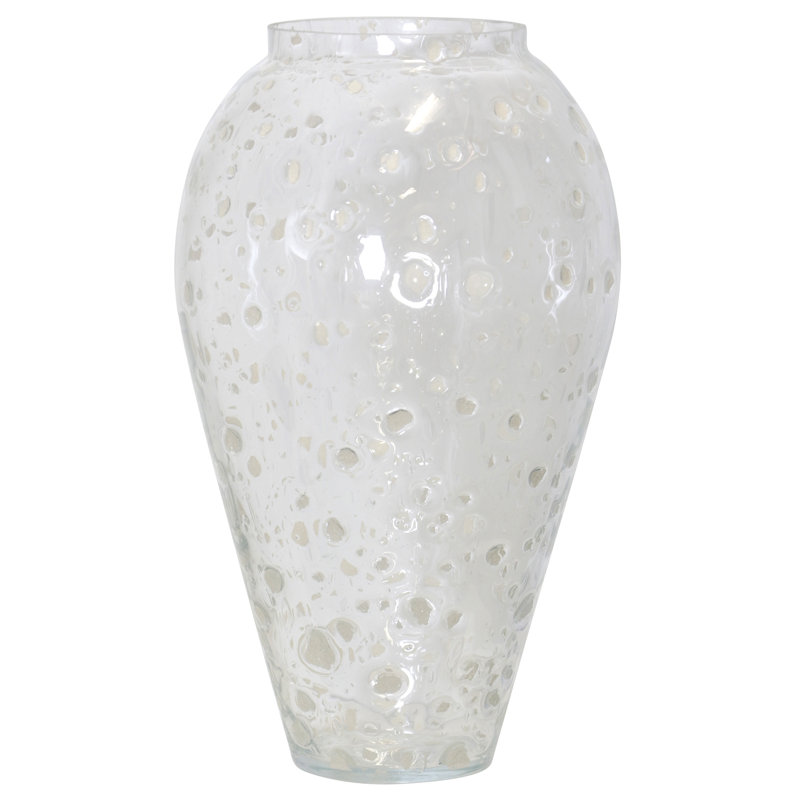 Reighna Vase - White and Clear, 16" H x 10" W x 10" D