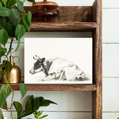 Vache couchée par Jean Bernard, art rétro classique de vache rétro