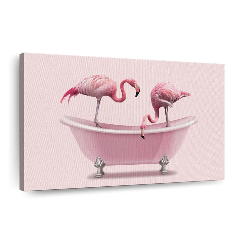 «Bathaign Animal», impression sur toile de flamants roses, H 8 po x l 12 po x P 1 po