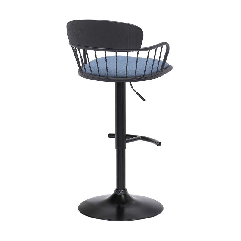Tabouret de bar réglable en bois noir avec métal noir