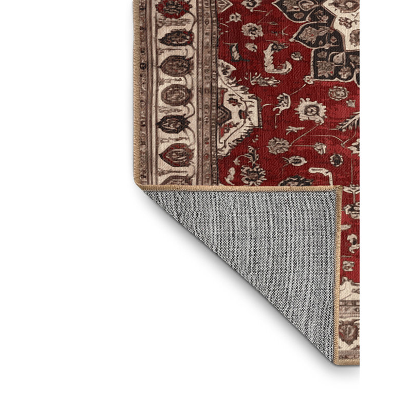 Tapis brun lavable à la machine, Rond 5 pi