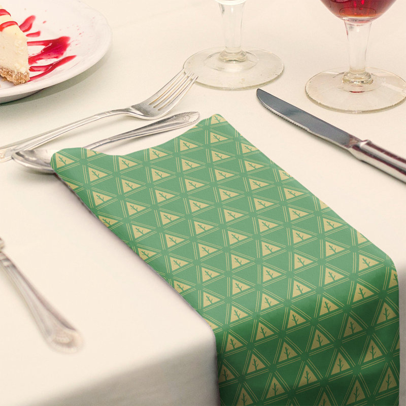 Serviette de coton à arbre minimaliste deux couleurs Barbra, H 0,1 po x l 10 po x P 10 po, Vert/doré, Polyester sergé