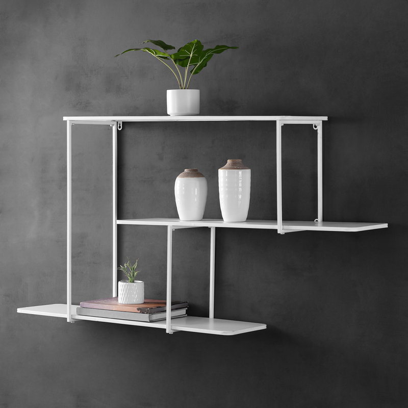Anthe 3 Piece Metal Floating Shelf, White