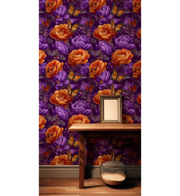Papiers peints papillons, décoration murale amovible florale
