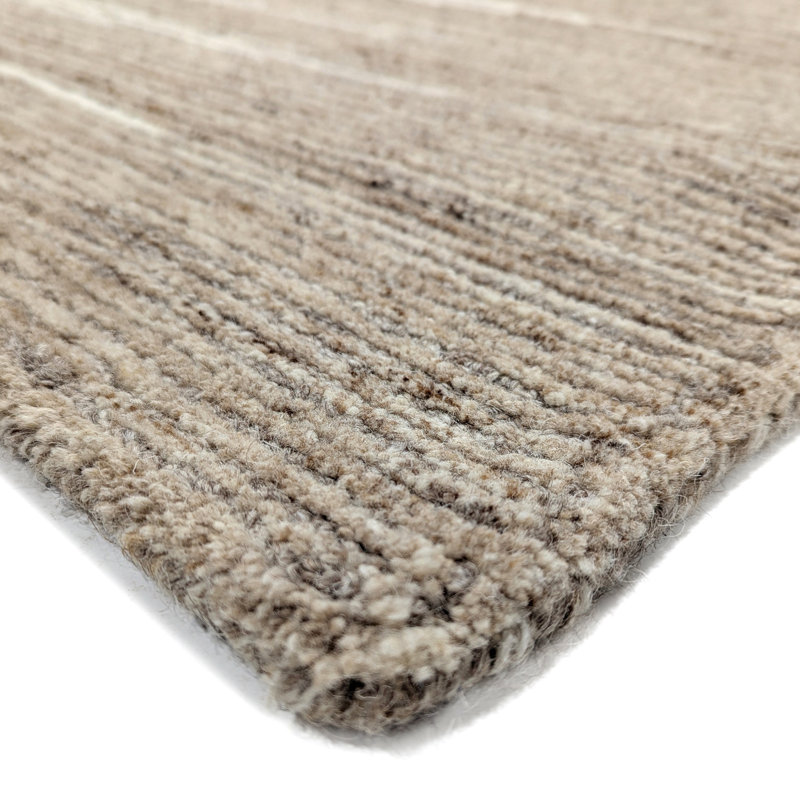 Abrash Ikat Hand-Tufted Wool Area Rug Cut/Loop Pile, Natural, 3' x 5'