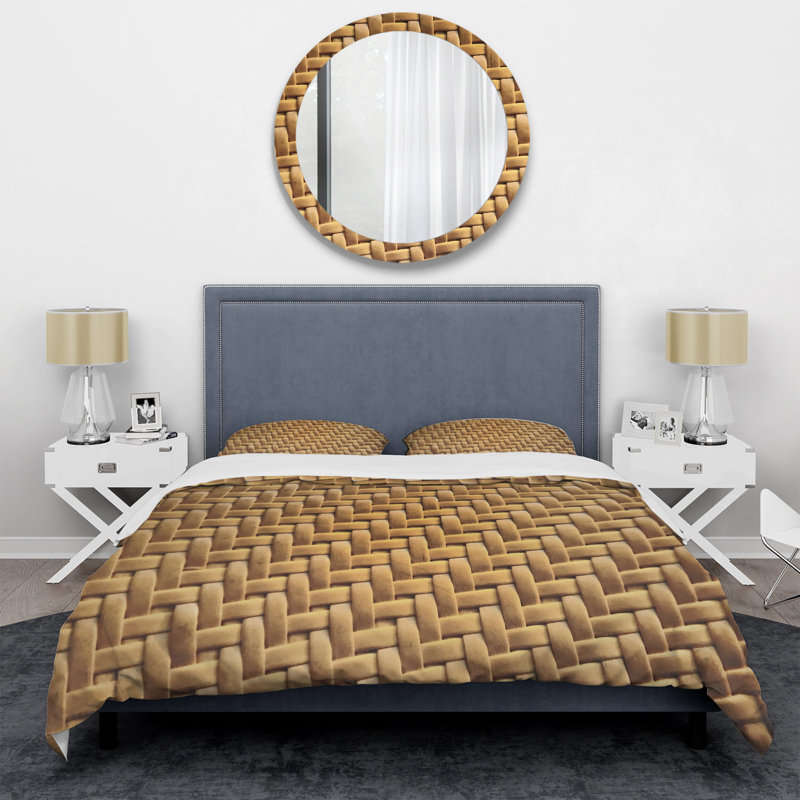Ensemble de housse de couette en arrière plan sedge texture mid-century, Housse de couette double / grand et 2 taies