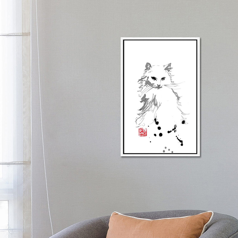 White Fur by Péchane - Print on Canvas, 66.04 cm H x 45.72 cm W, White Framed