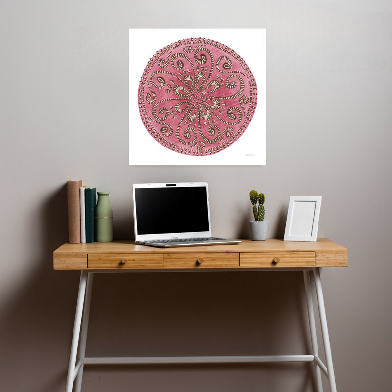 Art abstrait rose mandala rose, H 18 po x l 18 po