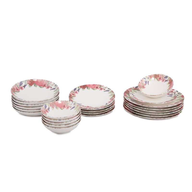 Libourne Piece Porcelain China Dinnerware Set - Service for 6