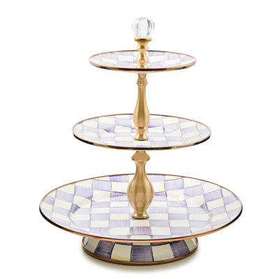 Violet Check Three Tier Sweet Stand