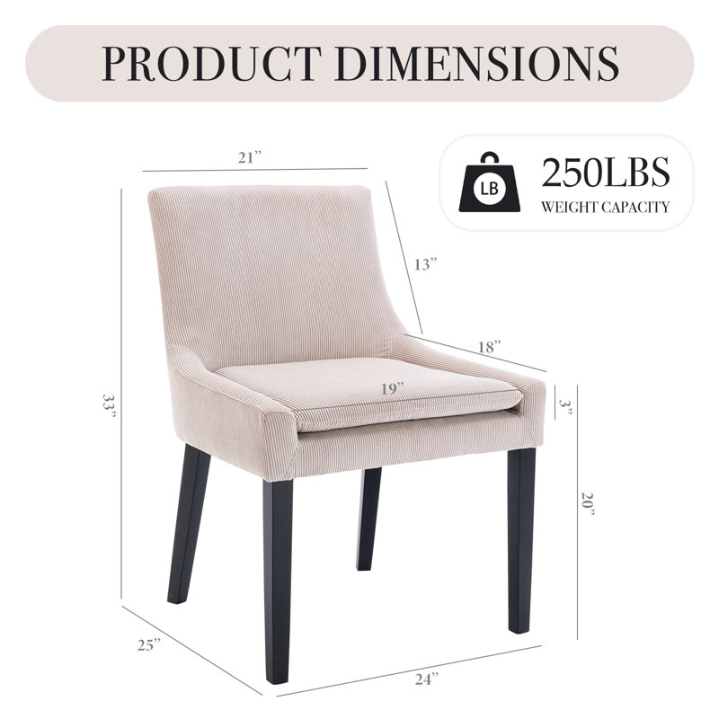 Chaise d'appoint rembourrée en velours côtelé Demarrion, Velours côtelé beige