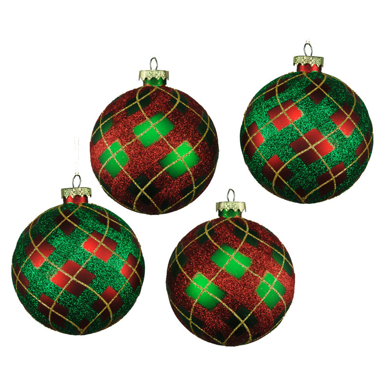 Ornement boule, Rouge / Vert