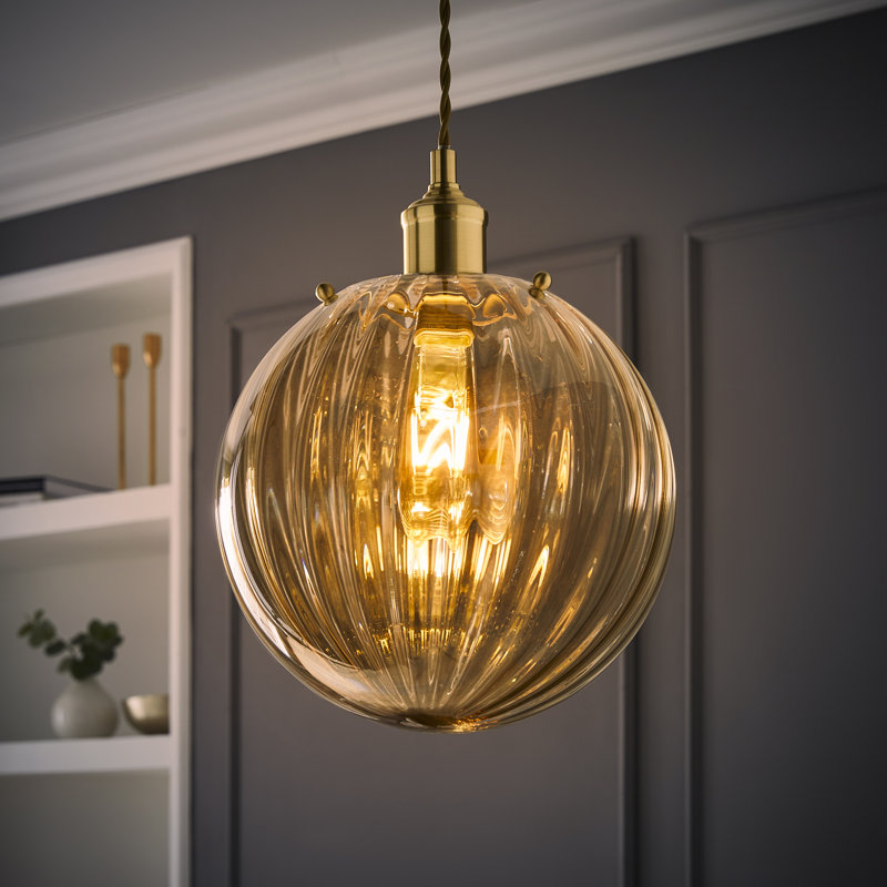 Chessy 25cm H Glass Globe Lamp Shade ( Clip On ) in Yellow