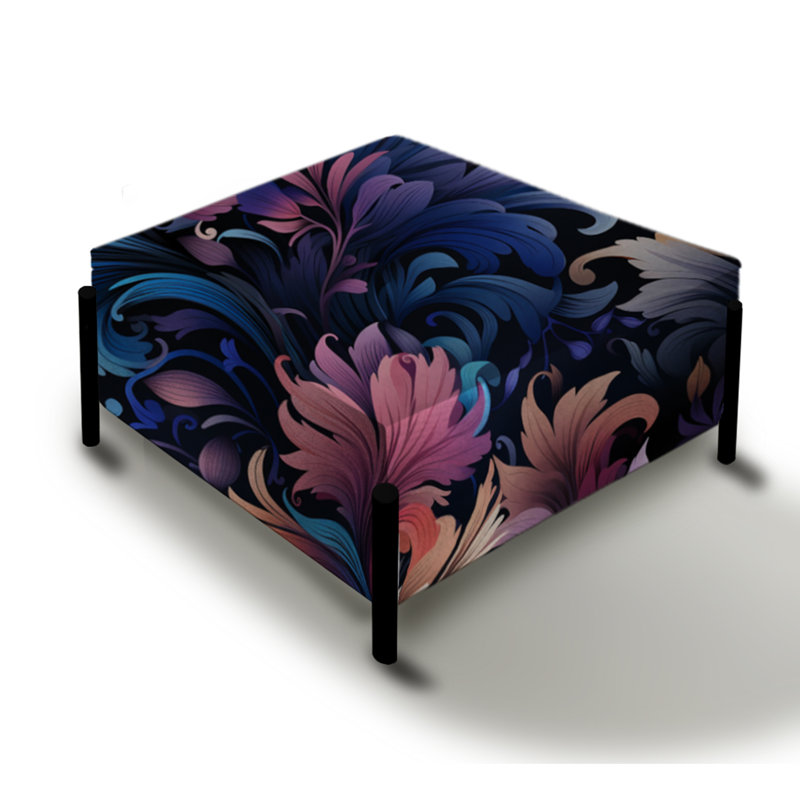 Purple Tribal Damask Blend - Damask Large Square Ottoman
