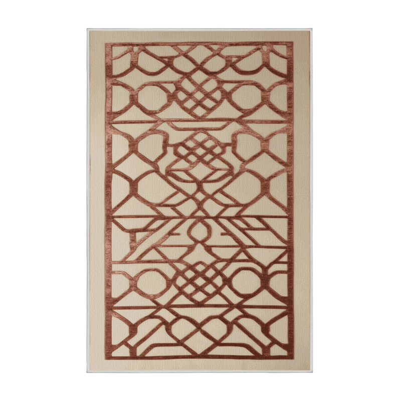 Machine Washable Trellis Beige Area Rug, Rectangulaire 2 pi x 3 pi