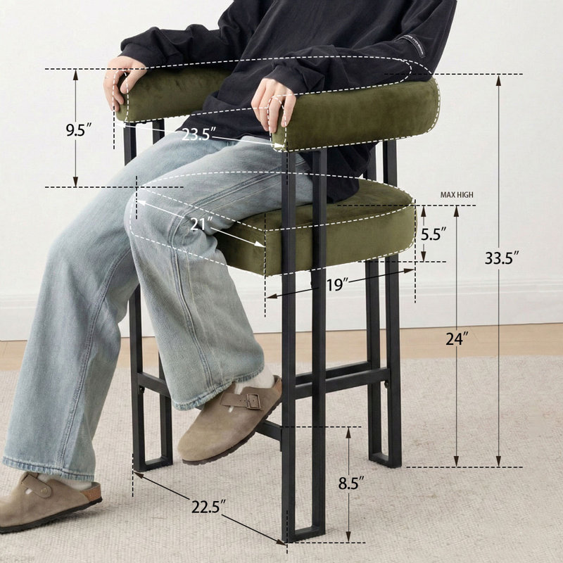 Tabouret de bar 24 po, Vert olive