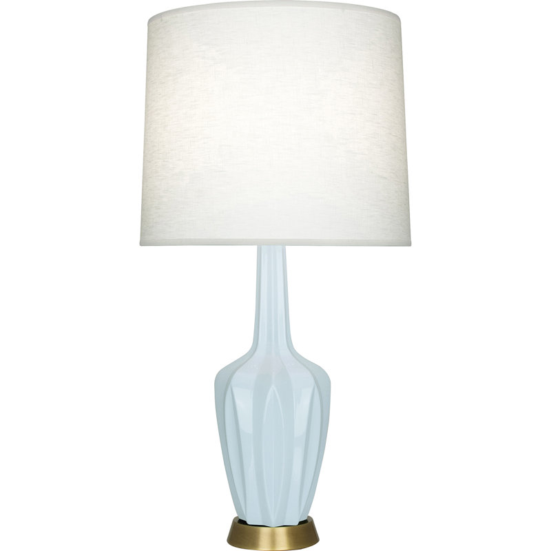 Petite lampe d'appoint Emma, H 34,25 po x l 7,38 po x P 15 po, Céramique / métal, Bleu bébé verni